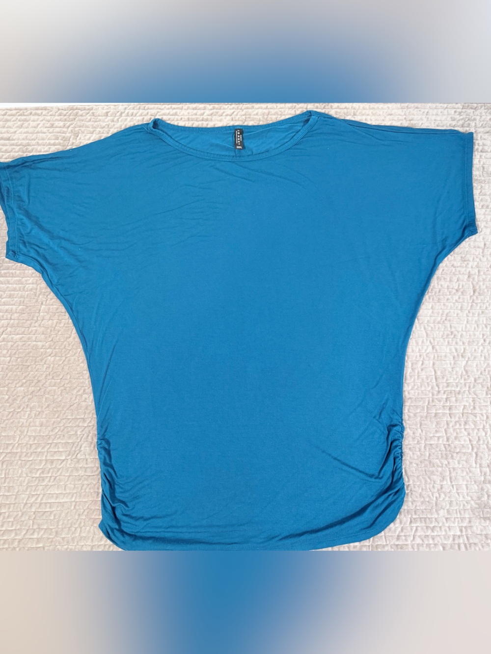 JOHNNY WAS Dolman Sleeve Modal Top XXXL Teal Blue Ruched Bottom